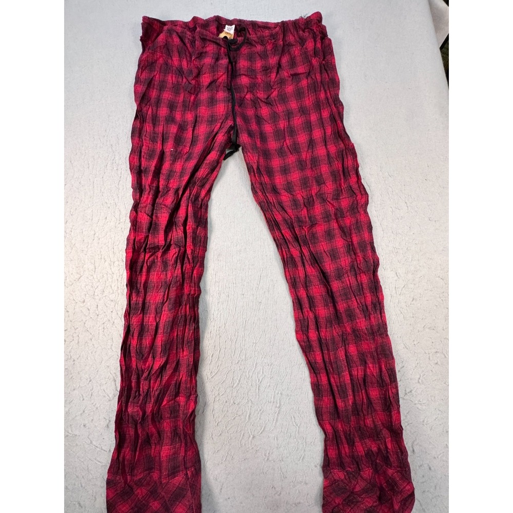 Victoria's Secret Lounge Pants Womens Large Red Black Gingham Plaid High Rise